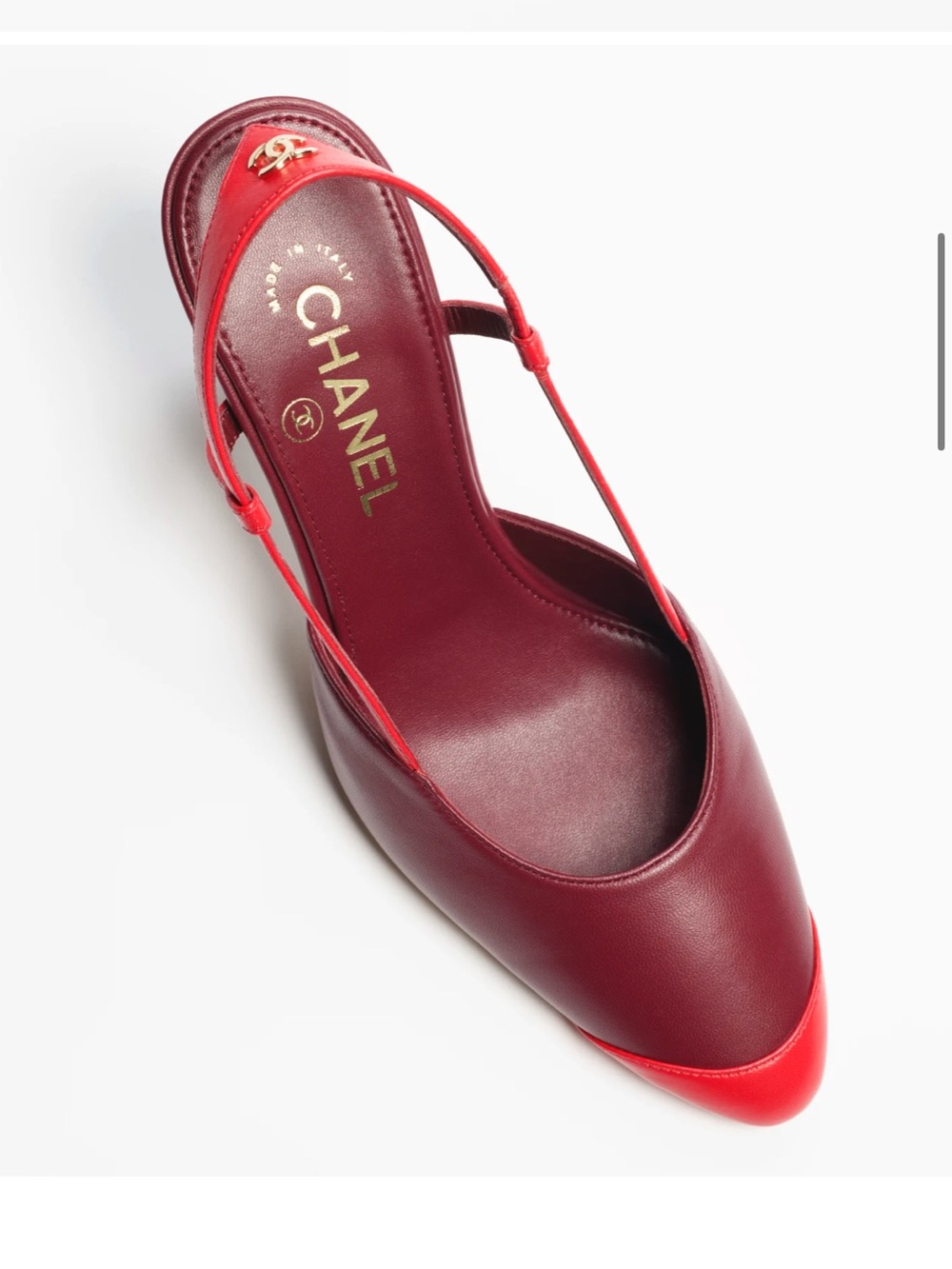 SOLD！CHANEL Two-Tone Red Slingback Pumps - Picture 3 of 3
